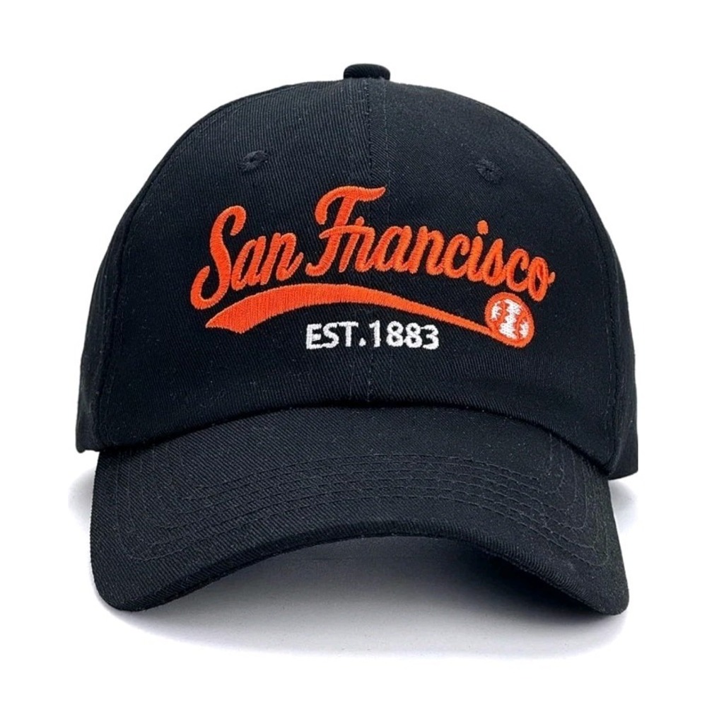 San Francisco: EST.1883 Black/Orange Adjustable Back Baseball Hat Cotton Dad Hat